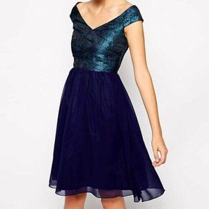 Little Mistress UK | Bardot Dress Jacquard bodice | US 6 | UK 10 | Never Worn